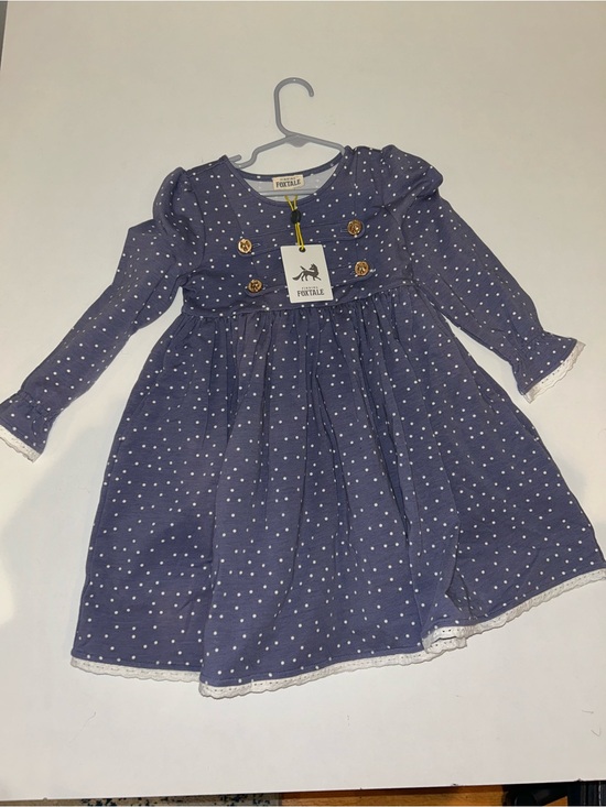 Other - Girls' Navy Polka Dot Long-Sleeve Dress